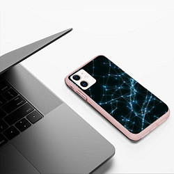 Чехол iPhone 11 матовый Neural Network, цвет: 3D-светло-розовый — фото 2