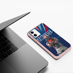Чехол iPhone 11 матовый Fortnite Герой асфальта Burnout Video game, цвет: 3D-светло-розовый — фото 2