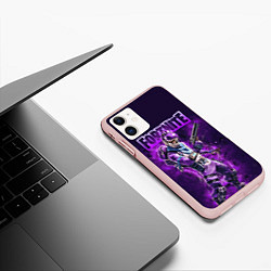 Чехол iPhone 11 матовый Fortnite Bronto Скин динозавра Видеоигра, цвет: 3D-светло-розовый — фото 2