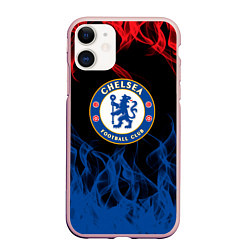 Чехол iPhone 11 матовый Челси chelsea пламя, цвет: 3D-светло-розовый