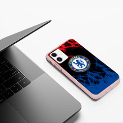 Чехол iPhone 11 матовый Челси chelsea пламя, цвет: 3D-светло-розовый — фото 2