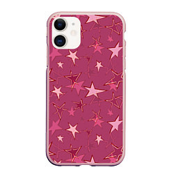 Чехол iPhone 11 матовый Terracotta Star Pattern, цвет: 3D-светло-розовый