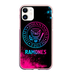 Чехол iPhone 11 матовый Ramones Neon Gradient, цвет: 3D-светло-розовый