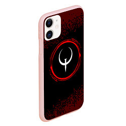 Чехол iPhone 11 матовый Символ Quake и краска вокруг на темном фоне, цвет: 3D-светло-розовый — фото 2