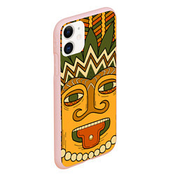 Чехол iPhone 11 матовый Polynesian tiki CHILLING, цвет: 3D-светло-розовый — фото 2