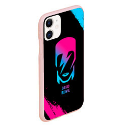 Чехол iPhone 11 матовый David Bowie - neon gradient, цвет: 3D-светло-розовый — фото 2