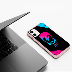 Чехол iPhone 11 матовый David Bowie - neon gradient, цвет: 3D-светло-розовый — фото 2