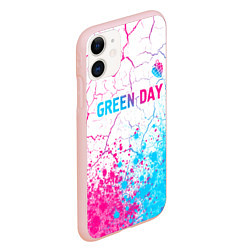 Чехол iPhone 11 матовый Green Day neon gradient style: символ сверху, цвет: 3D-светло-розовый — фото 2