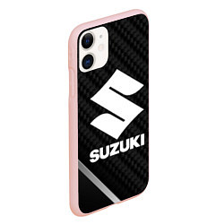 Чехол iPhone 11 матовый Suzuki карбон, цвет: 3D-светло-розовый — фото 2