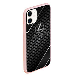 Чехол iPhone 11 матовый Lexus Карбон, цвет: 3D-светло-розовый — фото 2