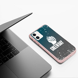 Чехол iPhone 11 матовый Green day - брызги, цвет: 3D-светло-розовый — фото 2