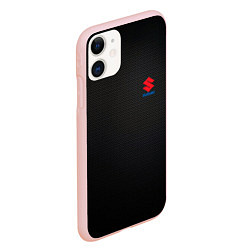 Чехол iPhone 11 матовый Suzuki - карбон, цвет: 3D-светло-розовый — фото 2