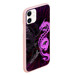 Чехол iPhone 11 матовый Неоновый дракон purple dragon, цвет: 3D-светло-розовый — фото 2