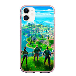 Чехол iPhone 11 матовый Фортнайт, цвет: 3D-светло-розовый
