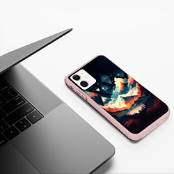 Чехол iPhone 11 матовый Футуризм горы, цвет: 3D-светло-розовый — фото 2