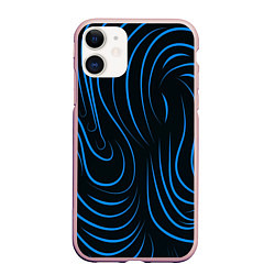 Чехол iPhone 11 матовый Волны в стиле зебра, цвет: 3D-светло-розовый