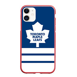 Чехол iPhone 11 матовый Toronto Maple Leafs, цвет: 3D-красный