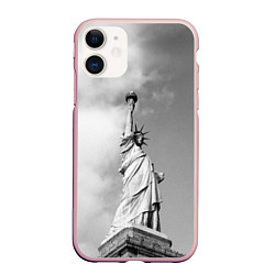 Чехол iPhone 11 матовый Статуя Свободы, цвет: 3D-светло-розовый