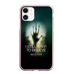 Чехол iPhone 11 матовый X-files: Alien hand, цвет: 3D-светло-розовый