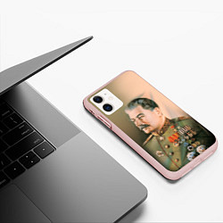 Чехол iPhone 11 матовый Иосиф Сталин, цвет: 3D-светло-розовый — фото 2