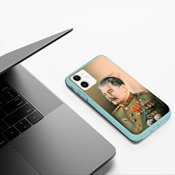 Чехол iPhone 11 матовый Иосиф Сталин цвета 3D-мятный — фото 2
