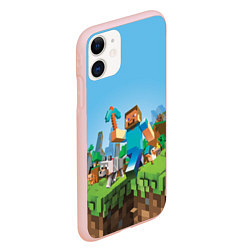 Чехол iPhone 11 матовый Minecraft Summer, цвет: 3D-светло-розовый — фото 2