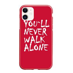 Чехол iPhone 11 матовый You'll never walk alone, цвет: 3D-красный