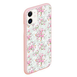 Чехол iPhone 11 матовый Flower pattern, цвет: 3D-светло-розовый — фото 2