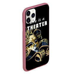 Чехол iPhone 11 Pro матовый Жизнь - это театр, цвет: 3D-малиновый — фото 2