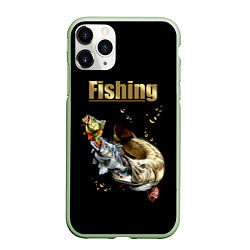 Чехол iPhone 11 Pro матовый Gold Fishing, цвет: 3D-салатовый