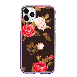 Чехол iPhone 11 Pro матовый Мотив из роз, цвет: 3D-светло-сиреневый