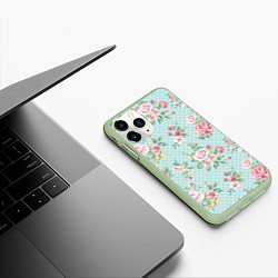 Чехол iPhone 11 Pro матовый Цветы ретро 1, цвет: 3D-салатовый — фото 2