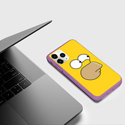 Чехол iPhone 11 Pro матовый Лицо Гомера, цвет: 3D-фиолетовый — фото 2