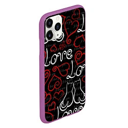 Чехол iPhone 11 Pro матовый Meow Love, цвет: 3D-фиолетовый — фото 2