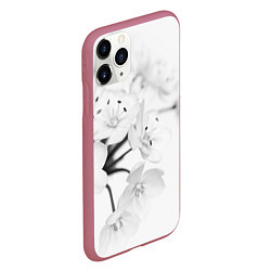 Чехол iPhone 11 Pro матовый Белая сакура, цвет: 3D-малиновый — фото 2