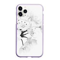 Чехол iPhone 11 Pro матовый Белая сакура, цвет: 3D-светло-сиреневый