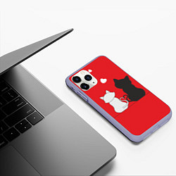 Чехол iPhone 11 Pro матовый Cat Love, цвет: 3D-светло-сиреневый — фото 2