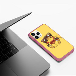 Чехол iPhone 11 Pro матовый Pikachu, цвет: 3D-малиновый — фото 2