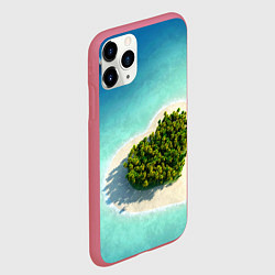 Чехол iPhone 11 Pro матовый Остров, цвет: 3D-малиновый — фото 2