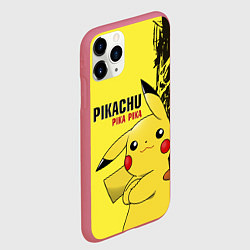 Чехол iPhone 11 Pro матовый Pikachu Pika Pika, цвет: 3D-малиновый — фото 2
