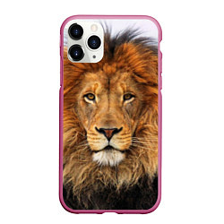 Чехол iPhone 11 Pro матовый Красавец лев, цвет: 3D-малиновый