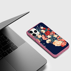 Чехол iPhone 11 Pro матовый Fashion flowers, цвет: 3D-малиновый — фото 2