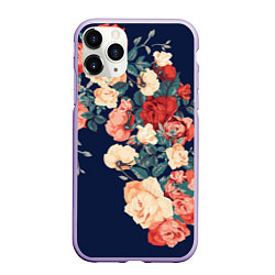 Чехол iPhone 11 Pro матовый Fashion flowers, цвет: 3D-светло-сиреневый