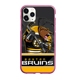 Чехол iPhone 11 Pro матовый Boston Bruins, цвет: 3D-малиновый