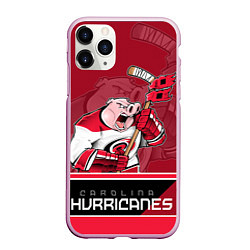 Чехол iPhone 11 Pro матовый Carolina Hurricanes, цвет: 3D-розовый