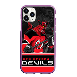 Чехол iPhone 11 Pro матовый New Jersey Devils, цвет: 3D-фиолетовый