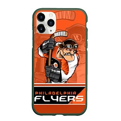 Чехол iPhone 11 Pro матовый Philadelphia Flyers, цвет: 3D-темно-зеленый
