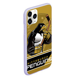 Чехол iPhone 11 Pro матовый Pittsburgh Penguins, цвет: 3D-светло-сиреневый — фото 2