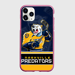 Чехол iPhone 11 Pro матовый Nashville Predators, цвет: 3D-малиновый