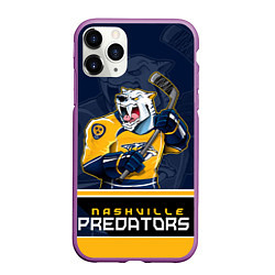 Чехол iPhone 11 Pro матовый Nashville Predators, цвет: 3D-фиолетовый